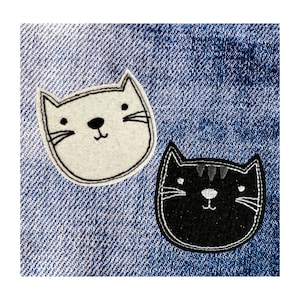 Glitter Cat Patches: Black & White Iron-On Appliques (Set of 2)