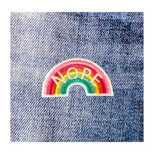 Mini NOPE Rainbow Patch - Funny Iron On Sew On Applique