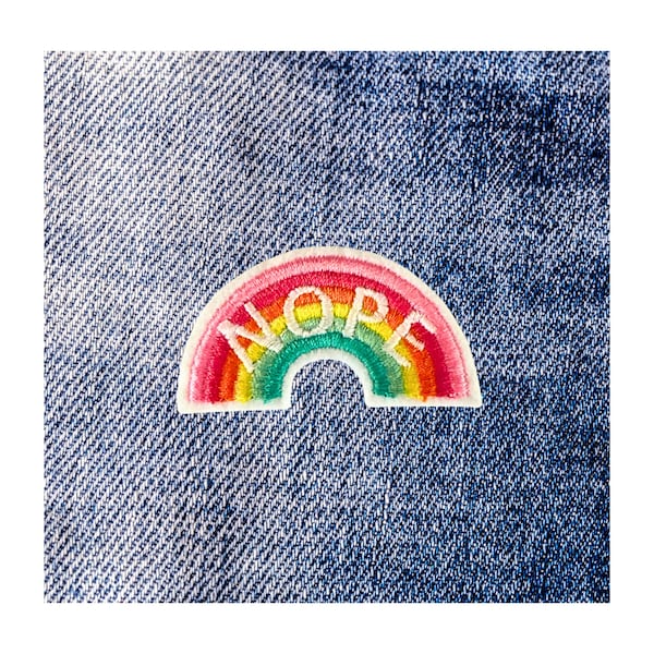 Mini NOPE Rainbow Patch - Funny Iron On Sew On Applique