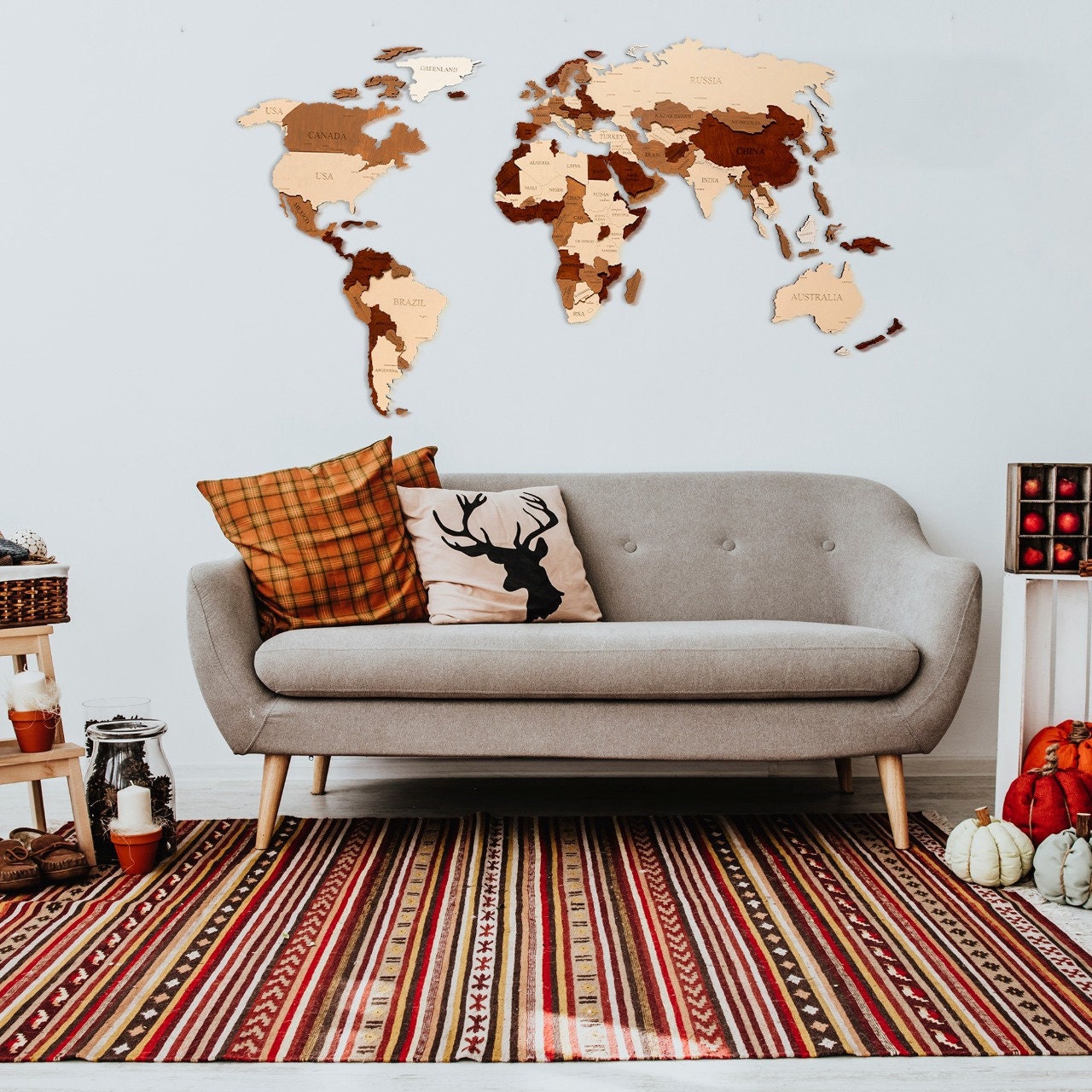 3D World Wall Map with lighting Valentine's gift | Etsy