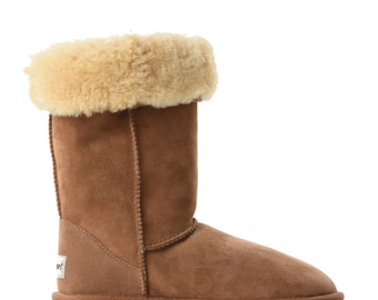 Women's boots lined with 100% sheepskin high Camel