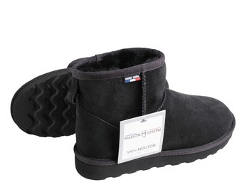 Mini boots lined with 100% sheepskin Black