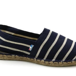 G118 Striped Espadrilles Blue White Made in France image 1