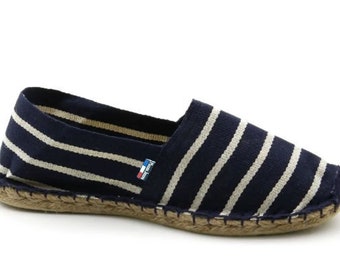 G118 Niebiesko-białe espadryle w paski - wyprodukowano we Francji