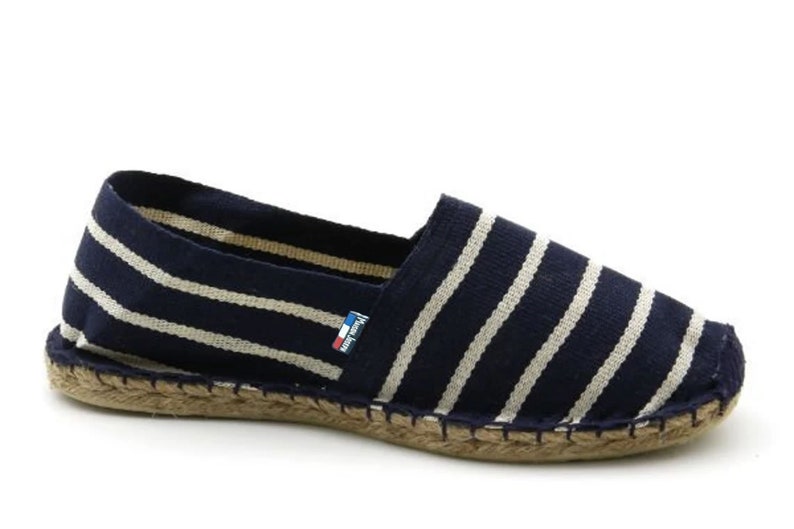 G118 Striped Espadrilles Blue White Made in France image 1