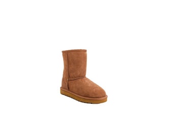 Camel Sheepskin Lined Short Boots