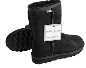 Bottes Short Fourrées Mouton Noir