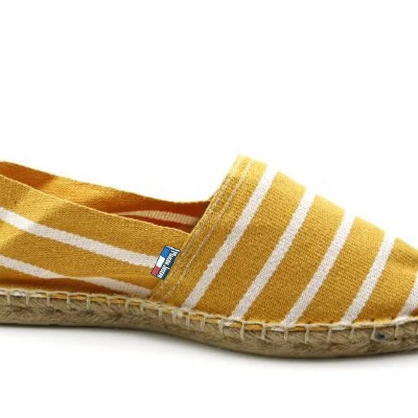 Espadrilles Bateau Rayées Moutarde Blanc - Made in France