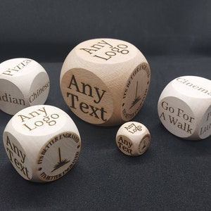 Personalised Decision Making wooden Dice, Laser Engraved Decision. Dice Game. Wooden personalised gift, customisable.Custom. Decision dice