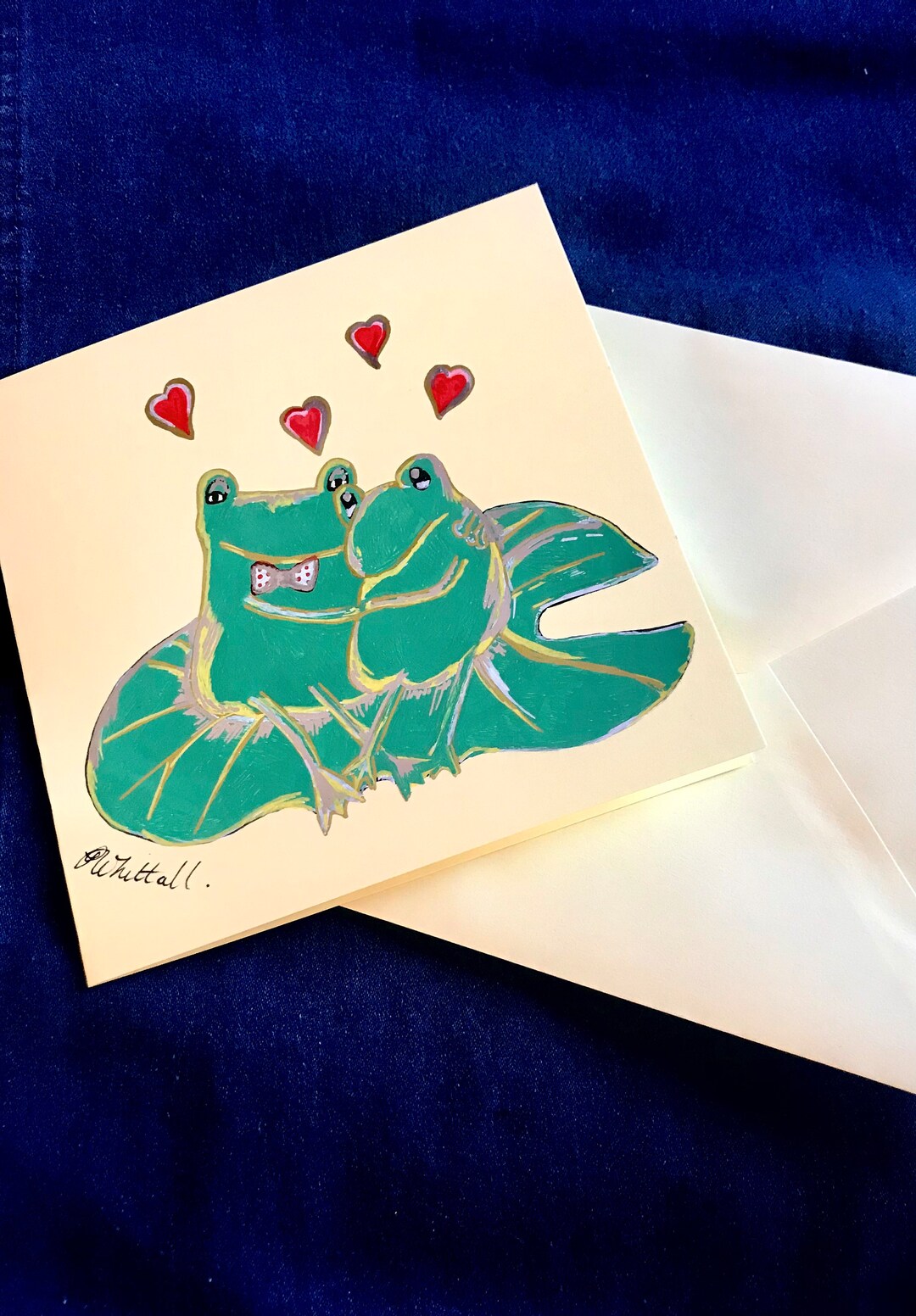 Hand Painted Blank Frogs Card Etsy