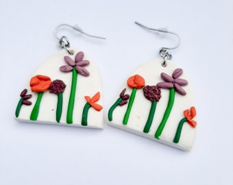 Floral Garden Polymer Clay Dangle Earring