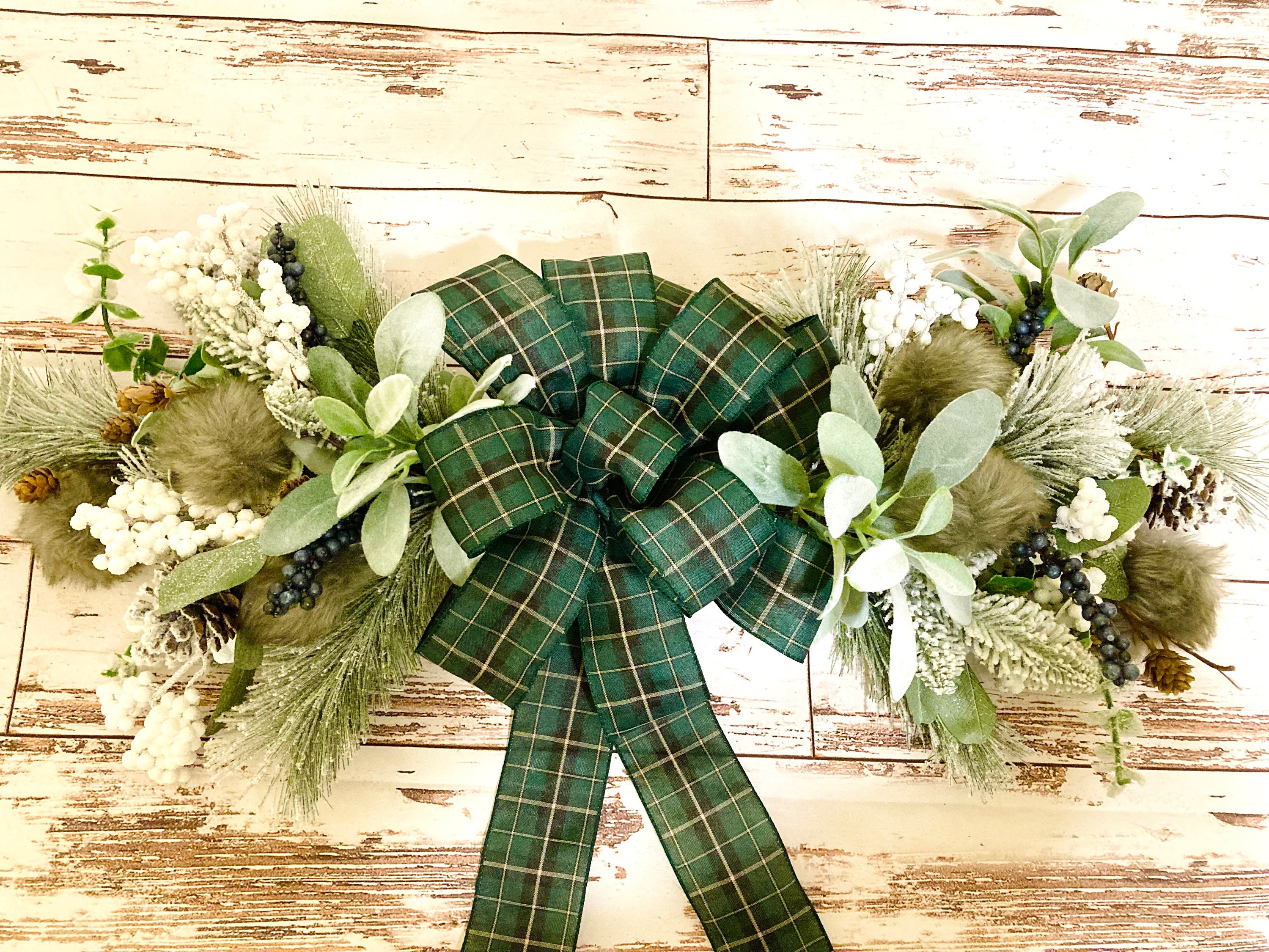 Winter Door Swag Rustic Over the Door Swag Farmhouse Mixed Etsy