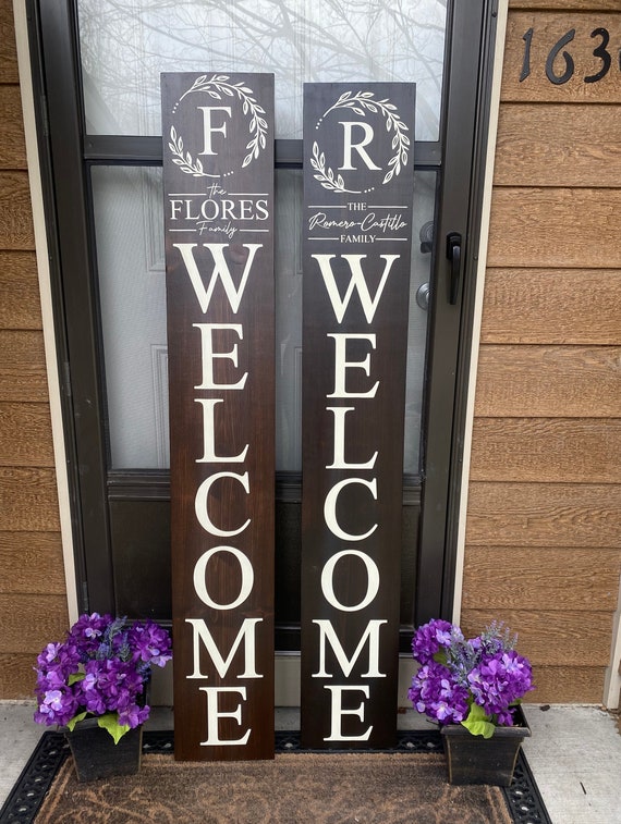 Last Name Porch Sign Last Name Sign Vertical Etsy