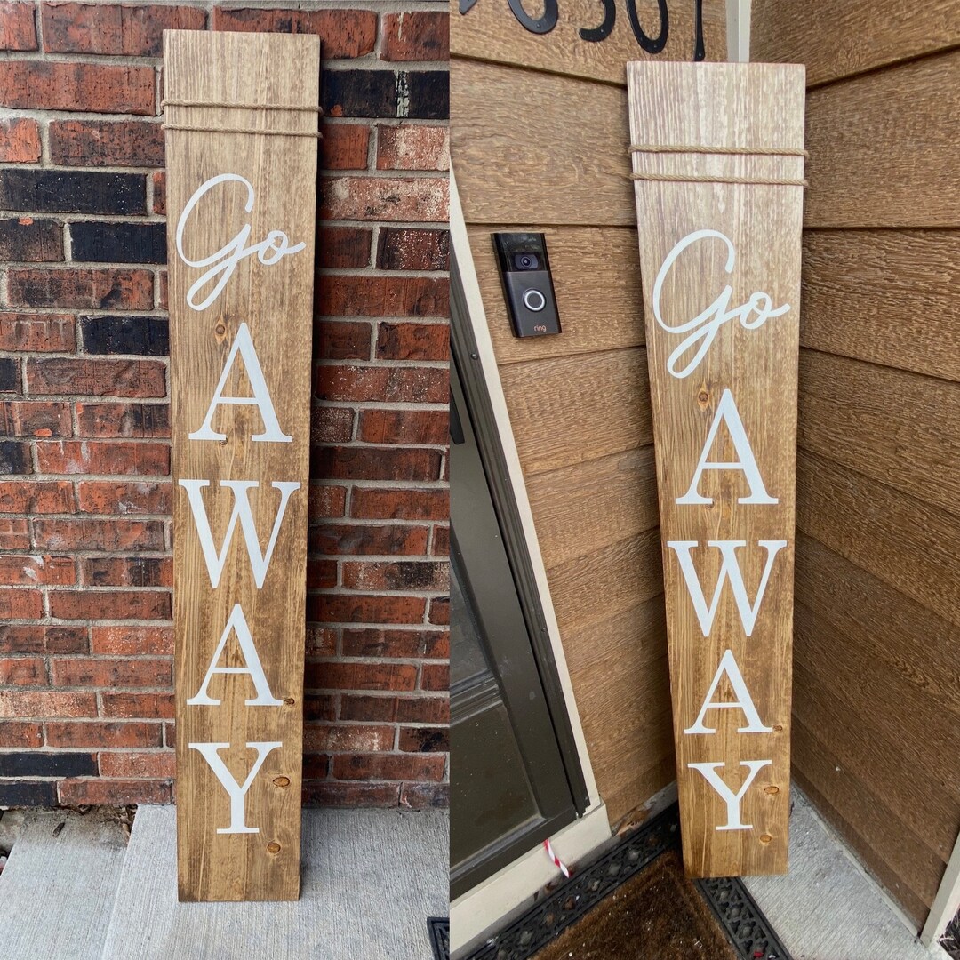 GO AWAY Porch Sign With Rope Detail on Topantisocial Porch Etsy