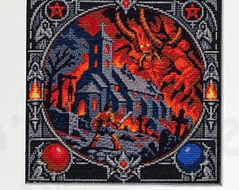 Diablo Cross Stitch Pattern: Retro PC Game Pixel Art PDF