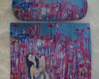 Rose eyeglass case with a woman