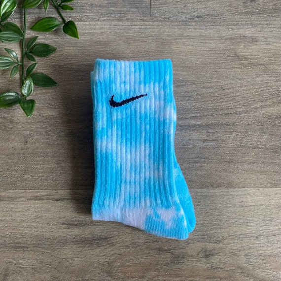 blue nike tie dye socks