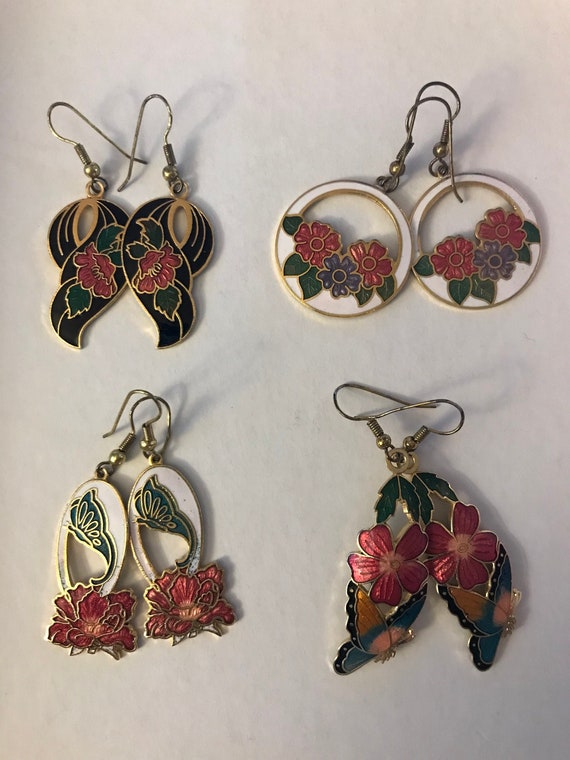 Vintage Cloisonné pierced earrings - please select