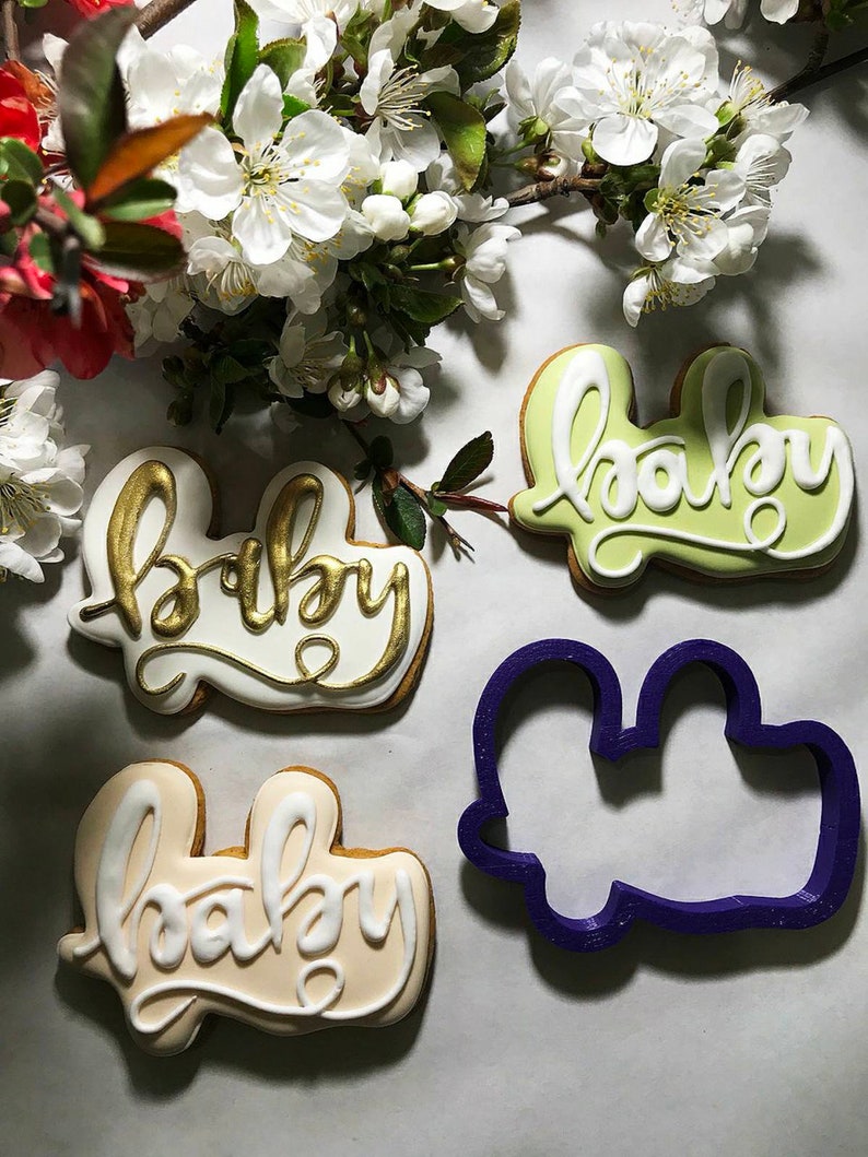 Baby shower cookie cutter stamp set for amazing party event Etsy