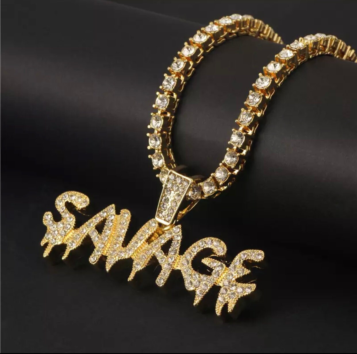 Bling Bling Savage Letter Necklace 