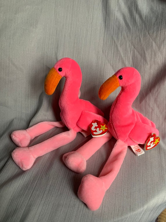 Lot Of 2 Rare Pinky The Flamingo Ty Beanie Baby February 13 Etsy