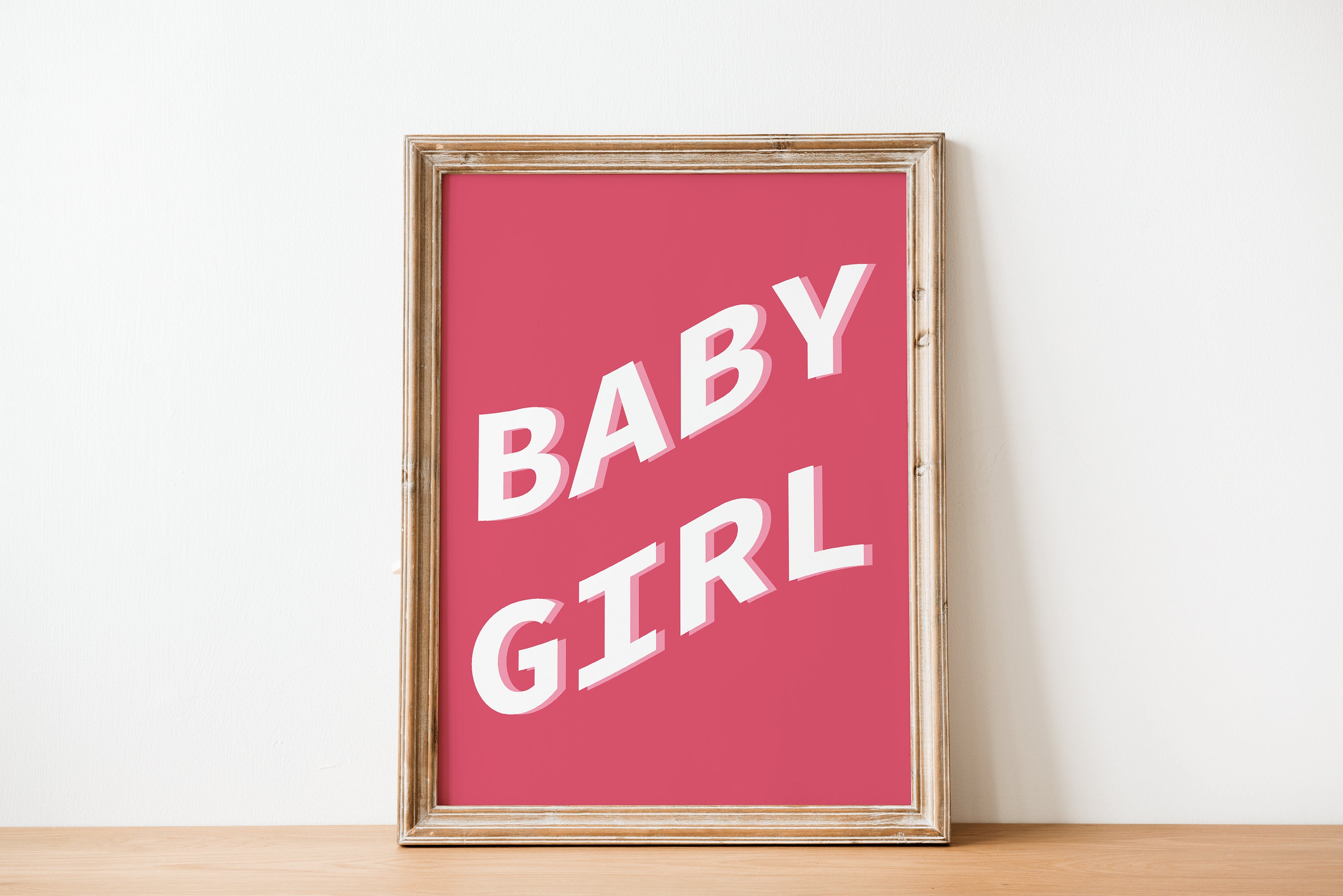 BABY GIRL Text Illustration Print / Poster Wall Print Etsy