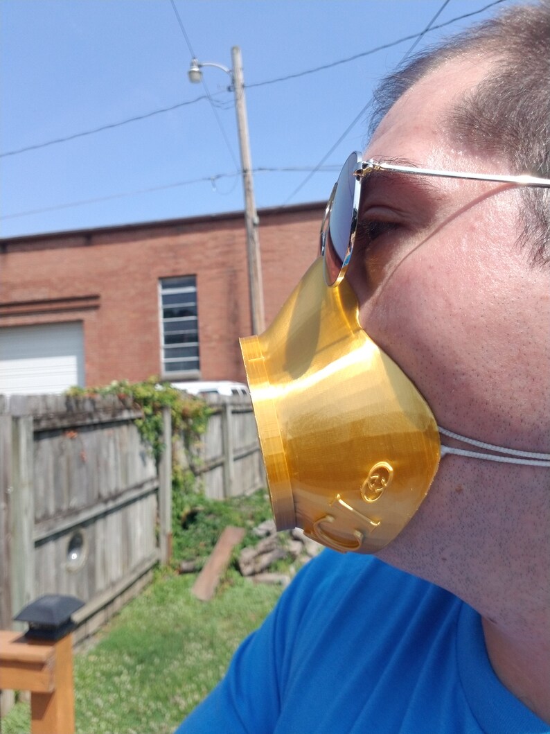 Gucci Mask Filtered Face Mask with Straps in Gold Etsy