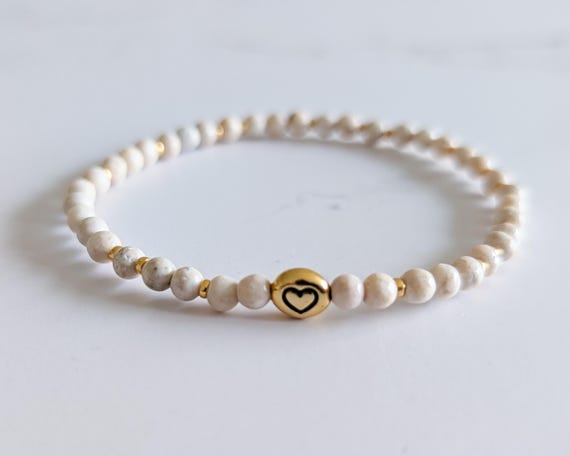Elegant Gold and Cream Bracelet Hand Painted Cream Gold Silver Mixed Bead Bracelet Elegant  main image 3