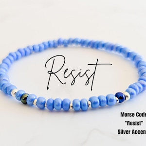 Resist Morse Code Seed Bead Bracelet | Dainty Resistance Bracelet | Blue Dot Red State | Voted for Kamala bracelet | Blue bracelet