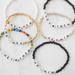 Pronoun Bracelet | Transgender Bracelet | He/Him Bracelet | She/Her | They/Them Bracelet | LGBTQ Support Bracelet