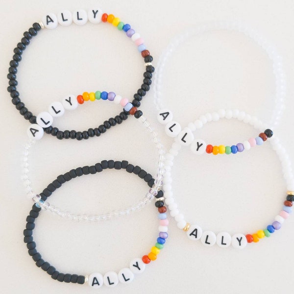 LGBTQ Ally Bracelet | Pride Bracelet | Transgender Ally Bracelet | Progress Pride Flag Bracelet | Love Is Love Bracelet | LGBTQ Support