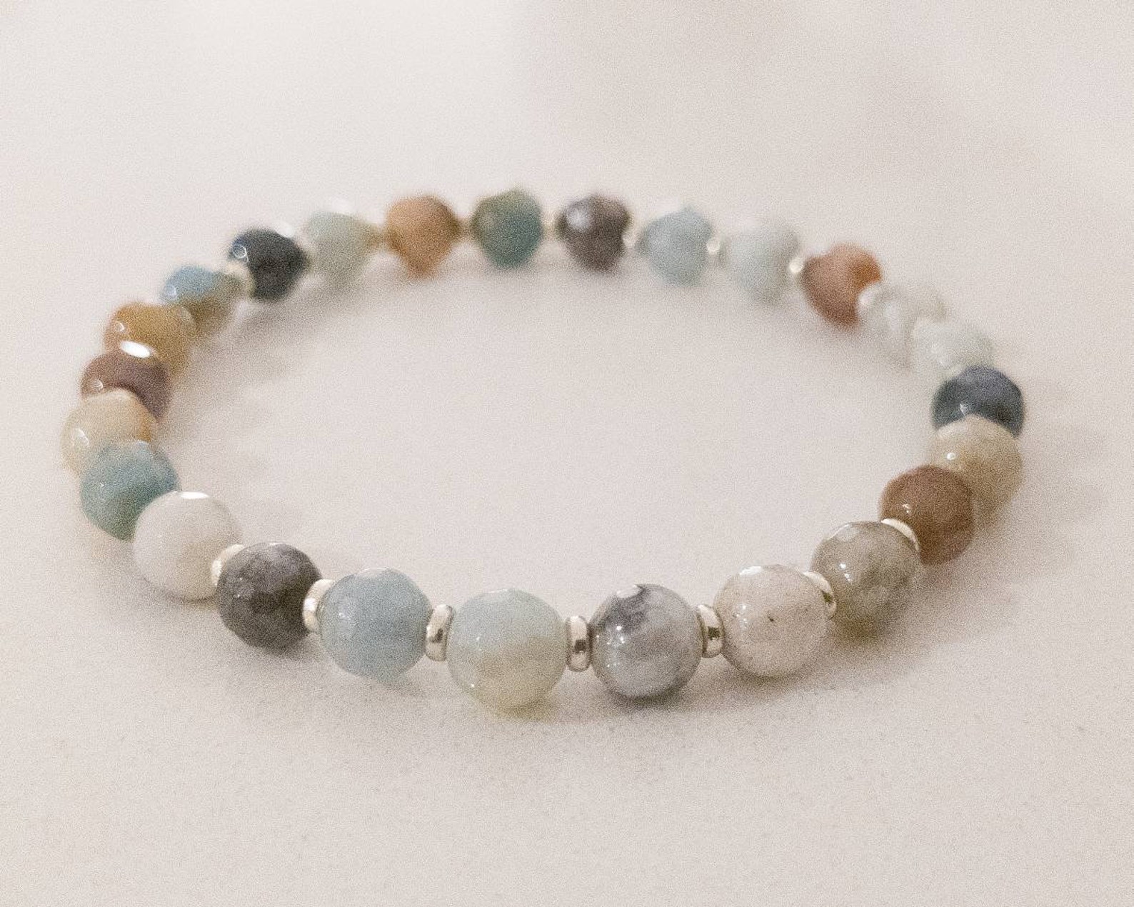 Sunset Amazonite and pearl Stretch Bracelet