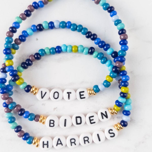 Biden Harris 2024 Bracelet Set | Vote Biden Bracelet Stack | Joe Biden Kamala Harris Bracelets | Re-elect Biden Bracelet | Vote Blue |