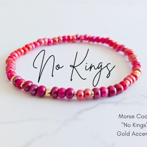 No Kings Morse Code Stretchy Bracelet | Resistance Bracelet | Blue Dot Red State | No Kings Elastic Bracelet | Hidden Message Bracelet
