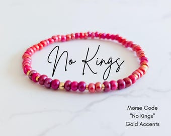 No Kings Morse Code Stretchy Bracelet | Resistance Bracelet | Blue Dot Red State | No Kings Elastic Bracelet | Hidden Message Bracelet