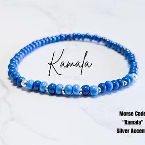 Dainty Kamala Morse Code Seed Bead Bracelet | Kamala Harris Bracelet | Blue Dot Red State | Voted for her bracelet | Blue democrat bracelet