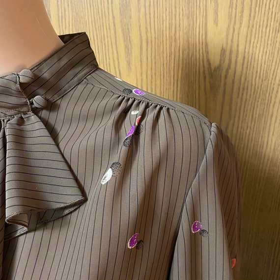 Pykettes Stripe & Polka Dot Button Up Blouse Long… - image 6