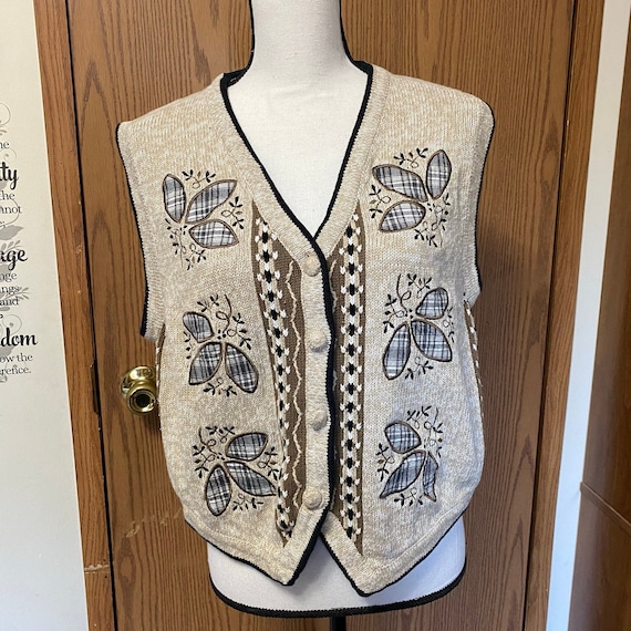 Christopher & Banks Hand Embroidered Sweater Vest… - image 1