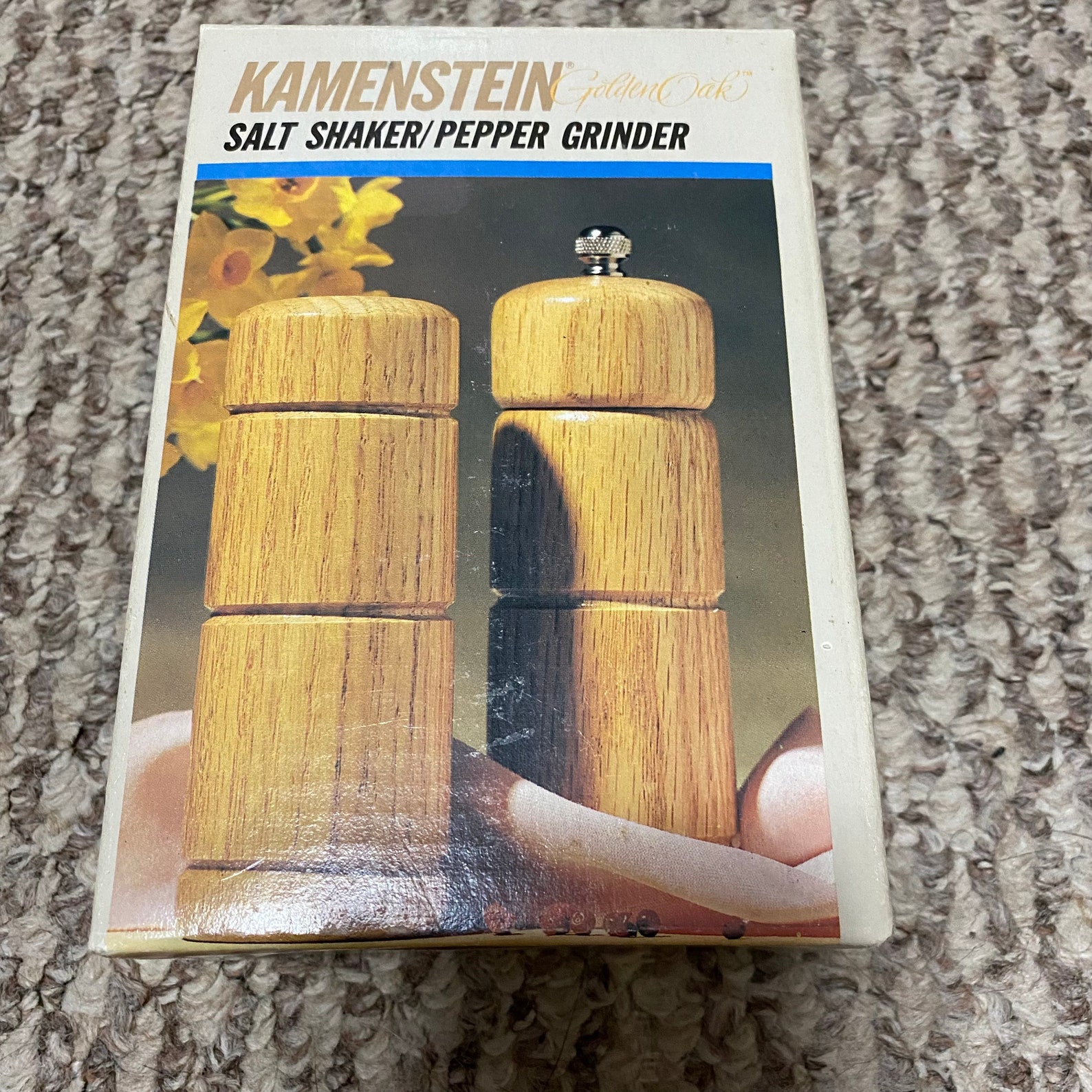 Kamenstein Golden Oak Salt and Pepper Grinder Set 1990 Newold Stock Etsy