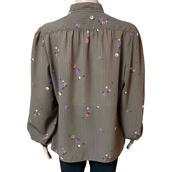 Pykettes Stripe & Polka Dot Button Up Blouse Long… - image 2