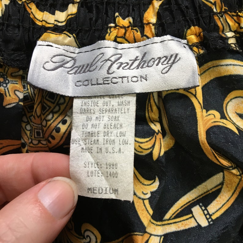 Vintage Paul Anthony Collection Accordion Pleated Maxi Skirt Damask 80/'s 90/'s