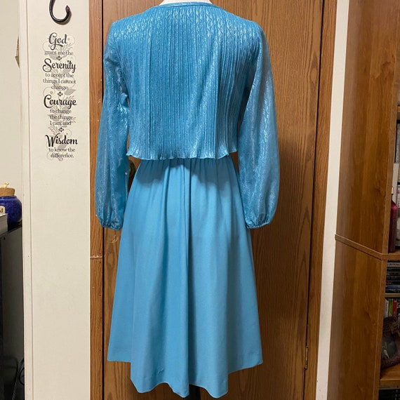 New Discoveries Blue Shiny Blouson Dress Union Ma… - image 2