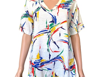 80’s Single Stitch Abstract Print Graphic Tee Women’s Size Medium New York Knit Works