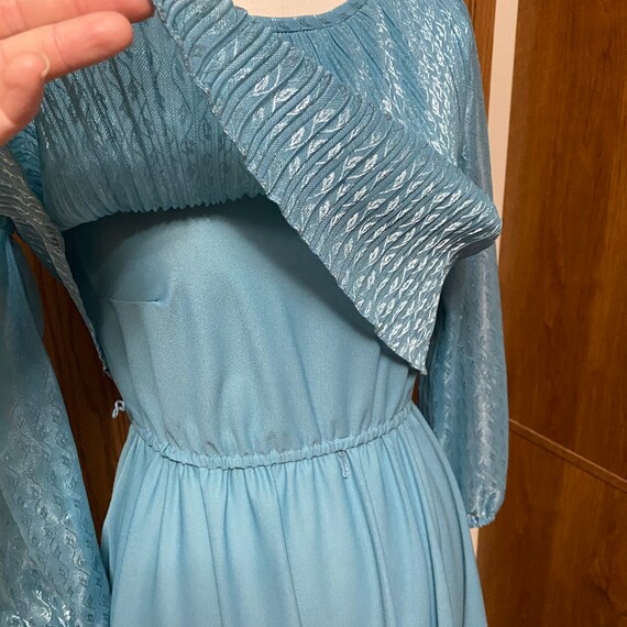 New Discoveries Blue Shiny Blouson Dress Union Ma… - image 6