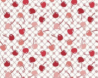 COOKBOOK CHERRIES in RED ~ Lori Holt for Riley Blake ~ Vintage Style Kitchen ~ Cherry