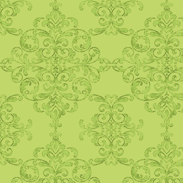 Green Damask Fabric Etsy