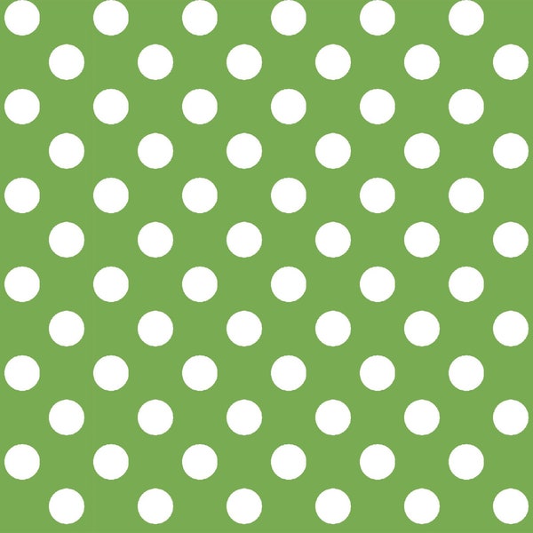 KIMBERBELL BASICS ~ White on Green Polka DOTS ~ Maywood Studio ~ By-the-Yard