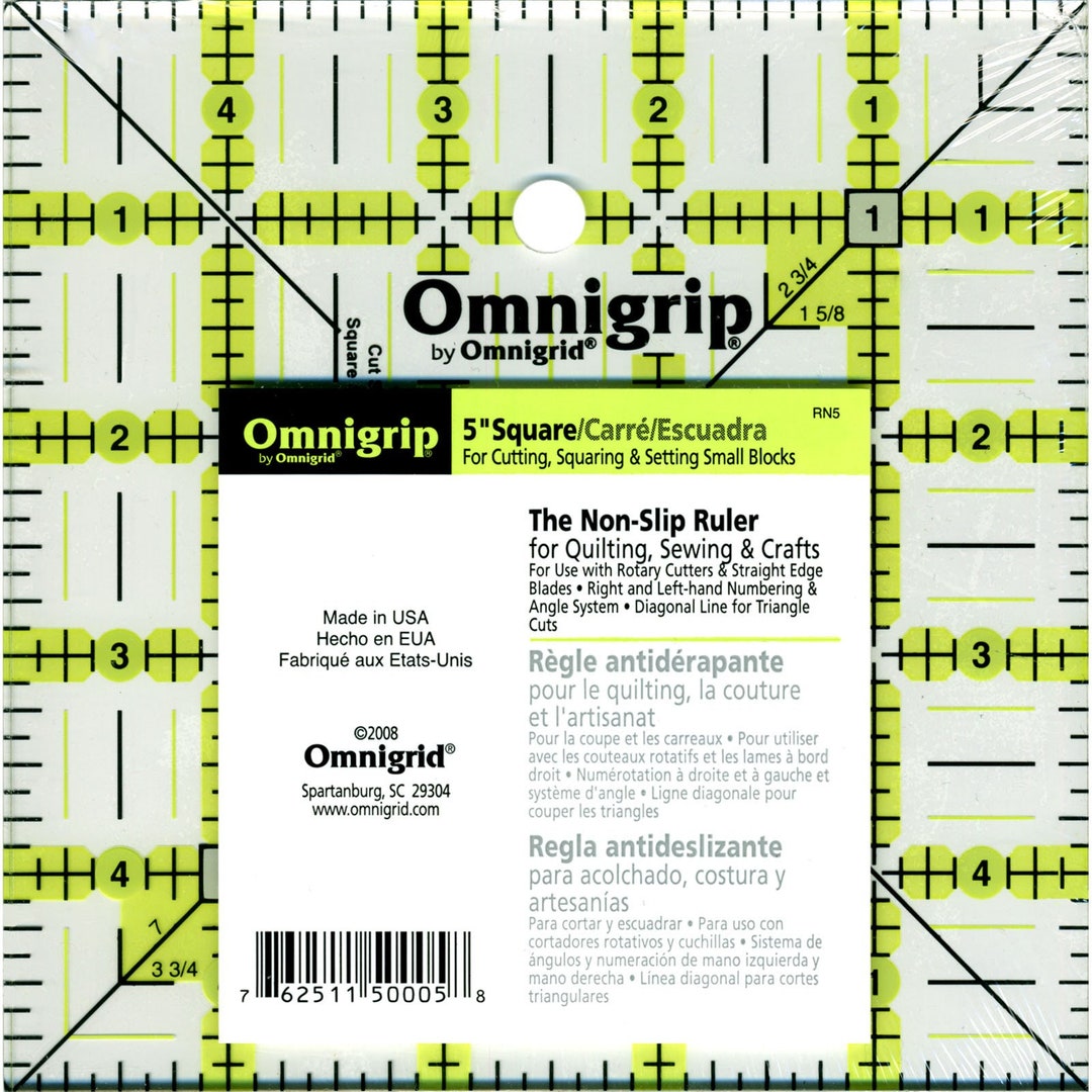 OMNIGRIP 5x5 RULER ~ Non-slip Neon 5