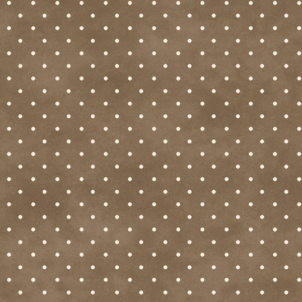 POLKA DOTS ~ Mushroom BROWN Background ~ Maywood Studio ~ By-the-Yard