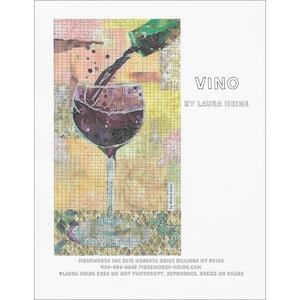 VINO ~ WINE GLASS~ Collage Quilt Pattern by Laura Heine ~ 13.5" x 24.5"